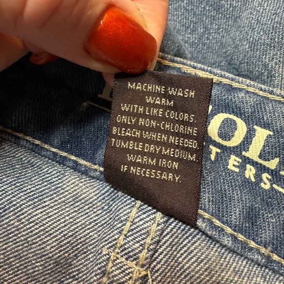 Lincoln Women's Blue Distressed Denim Shorts with Flag Cuff - Picture 5 of 5